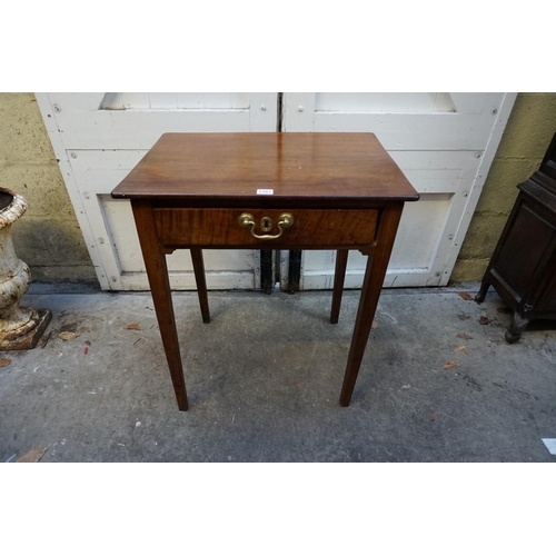 1161 - A small 18th century mahogany and fruitwood single drawer side table, 61cm wide.