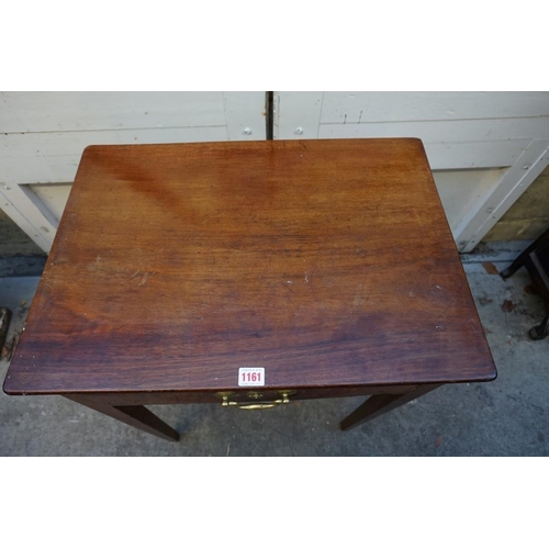 1161 - A small 18th century mahogany and fruitwood single drawer side table, 61cm wide.