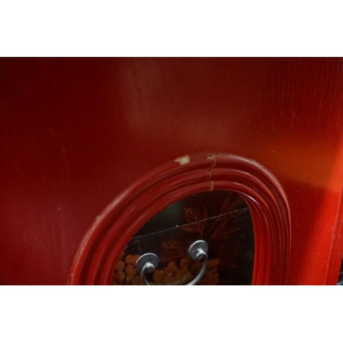 1163 - A Chinese red lacquered alter type table, 72 cm high x 127cm wide. 