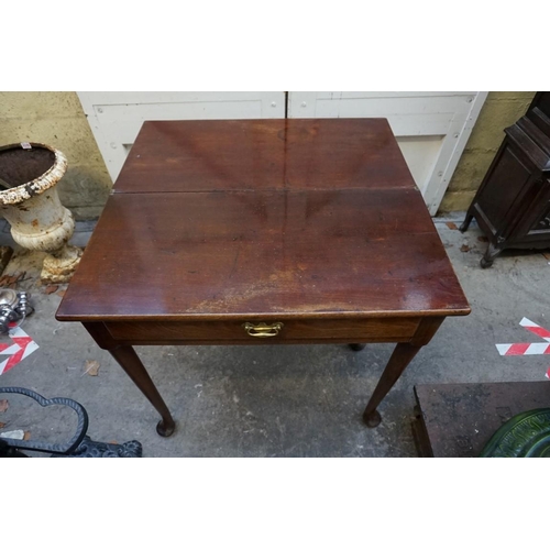 1166 - An 18th century mahogany rectangular tea table, with frieze drawer, 76cm wide.