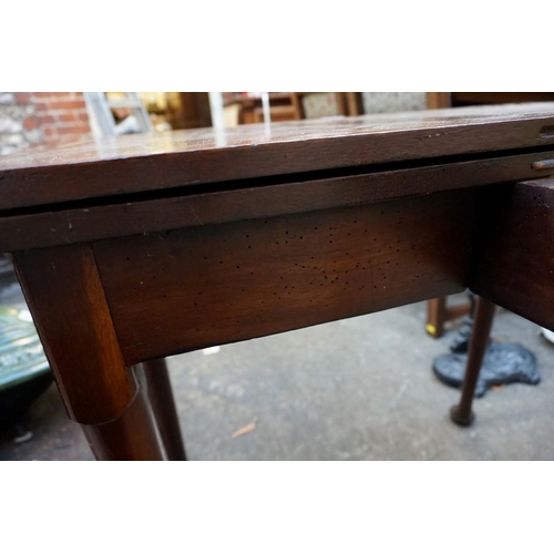 1166 - An 18th century mahogany rectangular tea table, with frieze drawer, 76cm wide.