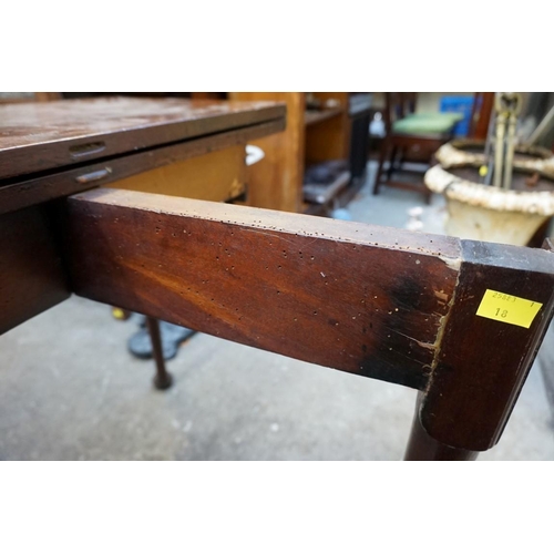 1166 - An 18th century mahogany rectangular tea table, with frieze drawer, 76cm wide.