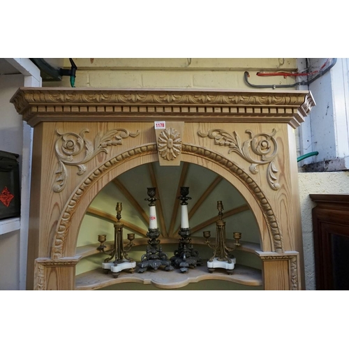 1178 - An 18th century style pine standing open corner cupboard, 101.5cm wide.