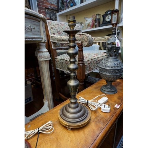 1193 - Two brass table lamps, largest 56cm high. 