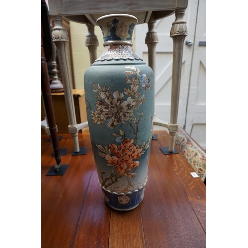 1201 - A large pair of Japanese Satsuma pottery vases, 56.5cm high.