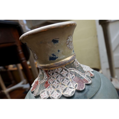 1201 - A large pair of Japanese Satsuma pottery vases, 56.5cm high.