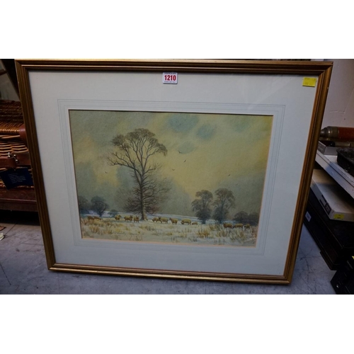 1210 - N Bradley-Carter, 'The Sheltering Elm', signed, titled verso, watercolour, 33 x 46cm.... 