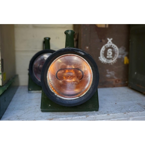 1216 - Railwayana: a pair of vintage Bardic Systems Ltd signalling lamps, each with broad arrow mark; toget... 