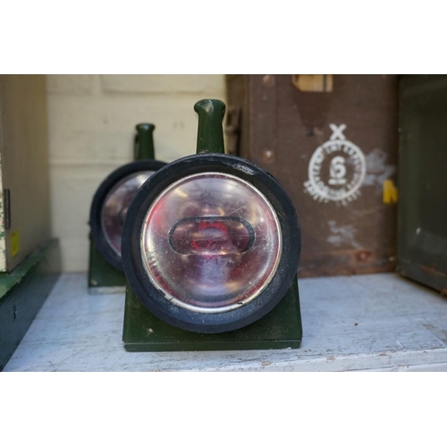 1216 - Railwayana: a pair of vintage Bardic Systems Ltd signalling lamps, each with broad arrow mark; toget... 