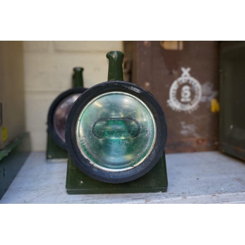 1216 - Railwayana: a pair of vintage Bardic Systems Ltd signalling lamps, each with broad arrow mark; toget... 