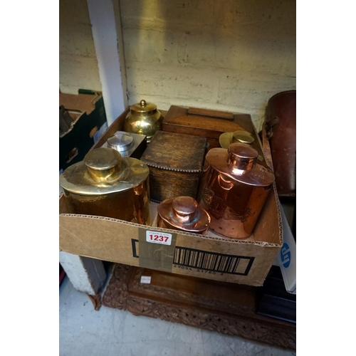 1237 - A collection of various tea caddies and canisters. (8)