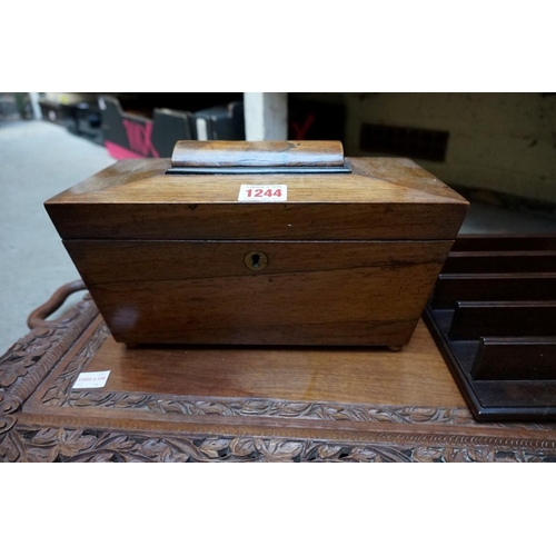 1244 - An Eastern carved walnut twin handled tray, 61cm wide; together with an 19th century rosewood s... 