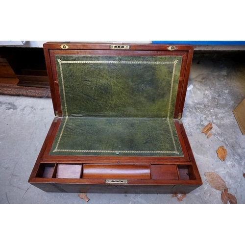 1245 - A 19th century mahogany and brass bound writing slope, 50.5cm wide.