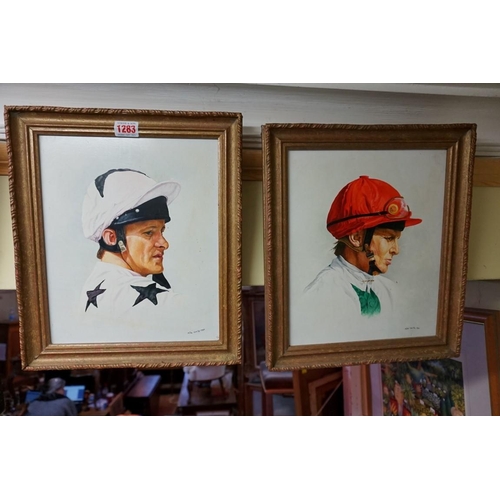 1283 - Mike Norris, 'Pat Eddery'; 'Willy Carson', a pair, each signed and dated 1990, oil on board, 29 x 24... 