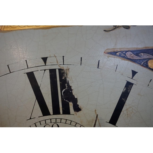 1285 - A George III oak and inlaid eight day longcase clock, the 12in arched painted dial indistinctly insc... 