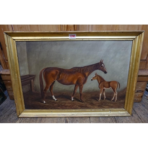 1295 - Charles Faulkner, 'Mantilla & Her Foal', signed and dated 1891, oil on canvas, 35 x 53cm.... 