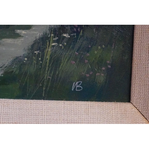 1299 - Norman Battershill, 'Sussex Lane', monogrammed, oil on board, 12 x 20.5cm.