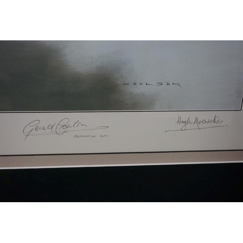 1327 - Gerald Coulson, 'First Flight', signed by the artist and four others, including Neville Duke, presen... 