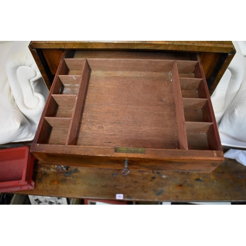 1461 - An early Victorian rosewood pedestal work table, 73.5cm wide when open.