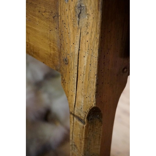 1463 - A 19th century French chestnut and oak farmhouse table, with a lateral drawer and another drawer to ... 