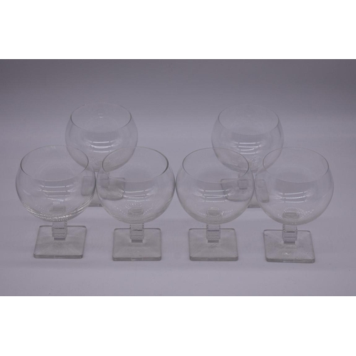 1476 - A set of six Lalique 'Argos' pattern cognac glasses, 11.7cm high. (6)