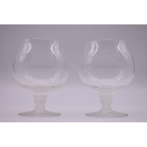 1477 - Two Lalique 'Bambou' pattern cognac glasses, 11.5cm high,