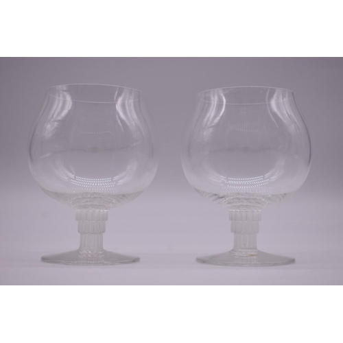 1477 - Two Lalique 'Bambou' pattern cognac glasses, 11.5cm high,