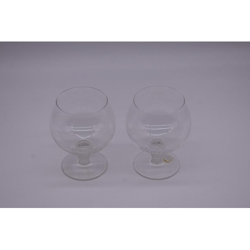 1477 - Two Lalique 'Bambou' pattern cognac glasses, 11.5cm high,