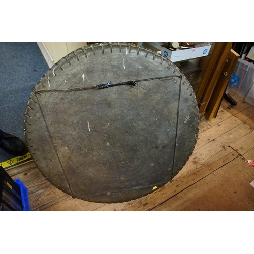 1544 - A large late 19th century Eastern silvered copper circular tray or table top, 83cm diameter.&nb... 