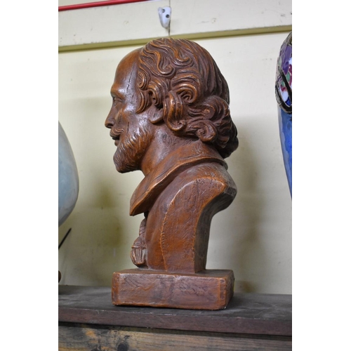 1571 - An Austin Productions pottery bust of William Shakespeare, 33cm high.