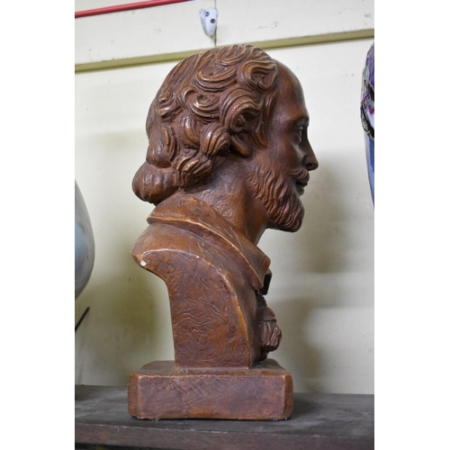 1571 - An Austin Productions pottery bust of William Shakespeare, 33cm high.