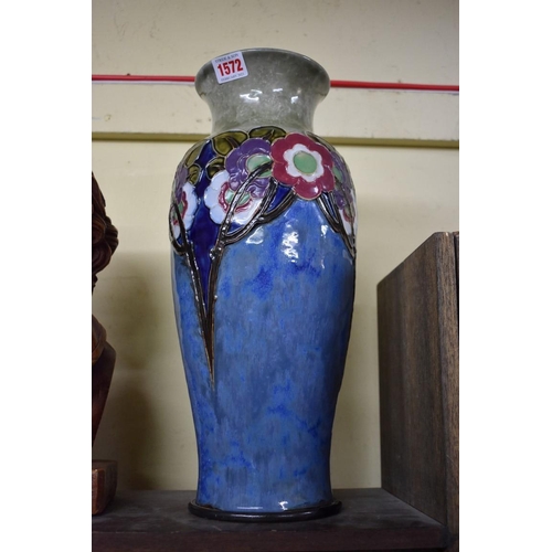 1572 - A Royal Doulton stoneware vase, 39.cm high.