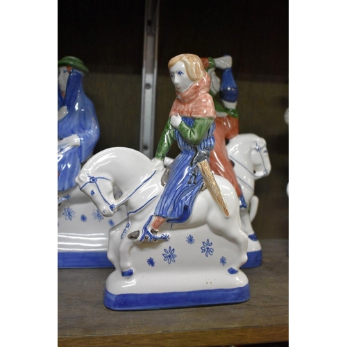 1576 - Twelve Rye pottery 'Canterbury Tales' figures, to include: Geoffrey Chaucer, 31cm high. (1... 