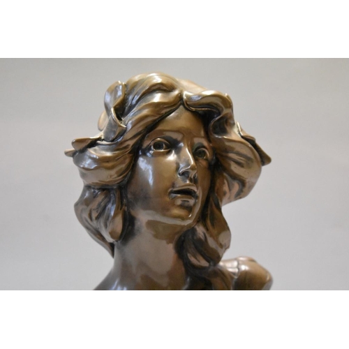 1583 - A bronzed resin Art Nouveau bust, 35cm high. 