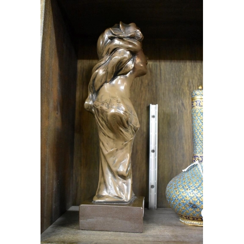 1583 - A bronzed resin Art Nouveau bust, 35cm high. 