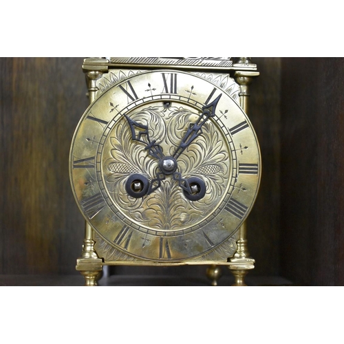 1586 - A Japy Freres et Cie brass lantern style clock, striking on a bell, movement numbered 78360, 33cm hi... 