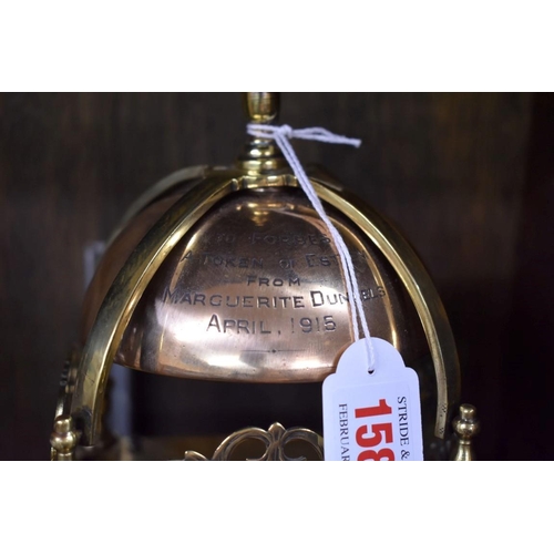 1586 - A Japy Freres et Cie brass lantern style clock, striking on a bell, movement numbered 78360, 33cm hi... 