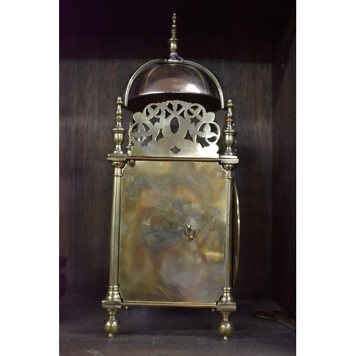 1586 - A Japy Freres et Cie brass lantern style clock, striking on a bell, movement numbered 78360, 33cm hi... 