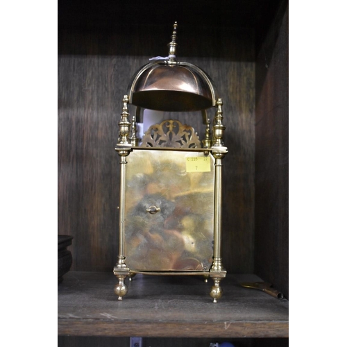 1586 - A Japy Freres et Cie brass lantern style clock, striking on a bell, movement numbered 78360, 33cm hi... 