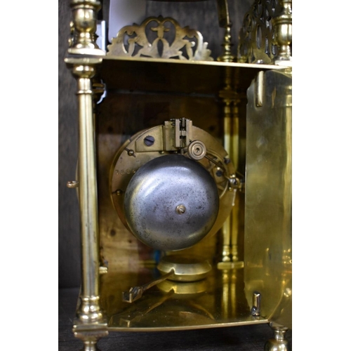 1586 - A Japy Freres et Cie brass lantern style clock, striking on a bell, movement numbered 78360, 33cm hi... 