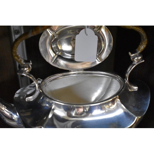 1593 - An electroplated tea kettle on burner stand, by J Sherwood & Sons, Birmingham, height including ... 