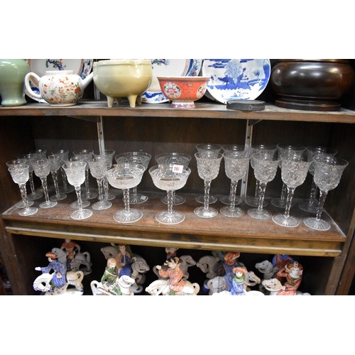 1601 - A good part suite of cut glass drinking glasses, one piece labelled 'Crystal Maastricht, Hollan... 