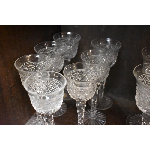 1601 - A good part suite of cut glass drinking glasses, one piece labelled 'Crystal Maastricht, Hollan... 