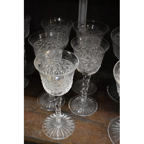 1601 - A good part suite of cut glass drinking glasses, one piece labelled 'Crystal Maastricht, Hollan... 