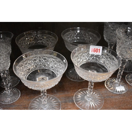 1601 - A good part suite of cut glass drinking glasses, one piece labelled 'Crystal Maastricht, Hollan... 