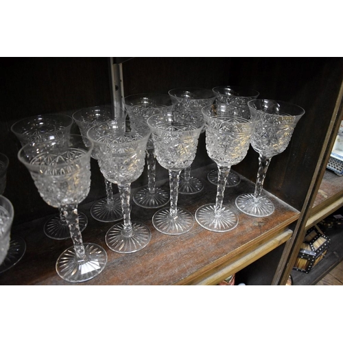 1601 - A good part suite of cut glass drinking glasses, one piece labelled 'Crystal Maastricht, Hollan... 