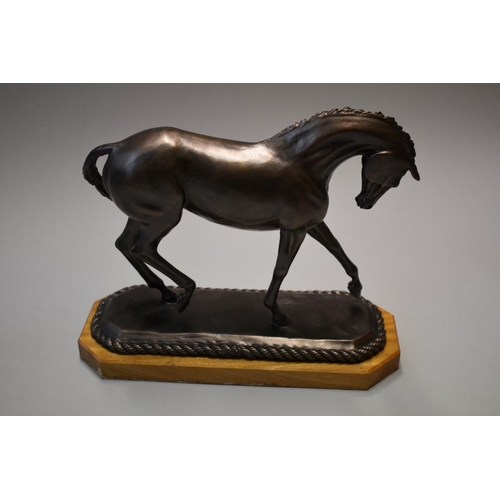 1602 - A Minerva Fine Arts bronzed resin horse and jockey figure group, inscribed 'Ista', dated 1978 and nu... 