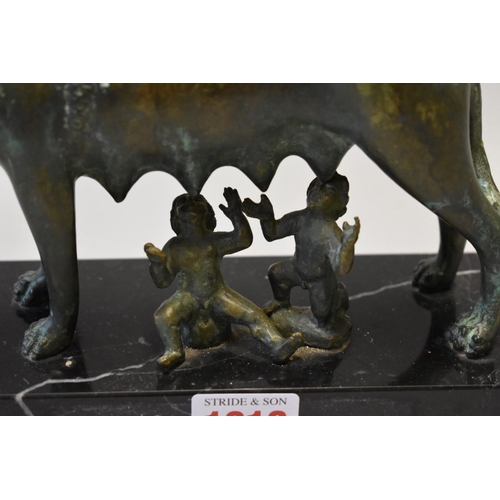 1616 - After the Antique, 'The Capitoline Wolf', bronze, on marble base, 15.5cm high.