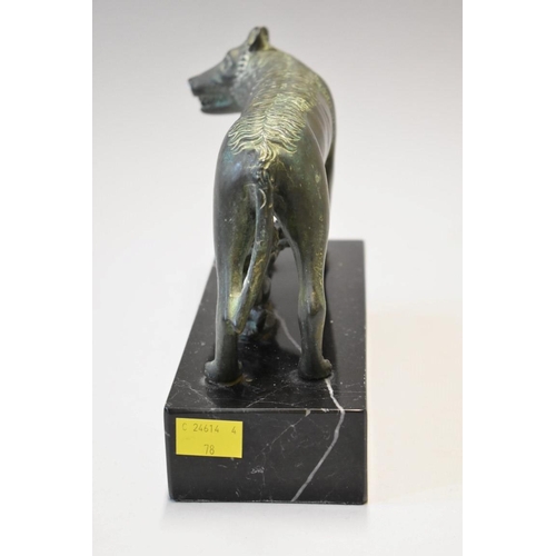 1616 - After the Antique, 'The Capitoline Wolf', bronze, on marble base, 15.5cm high.