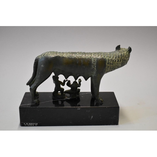 1616 - After the Antique, 'The Capitoline Wolf', bronze, on marble base, 15.5cm high.